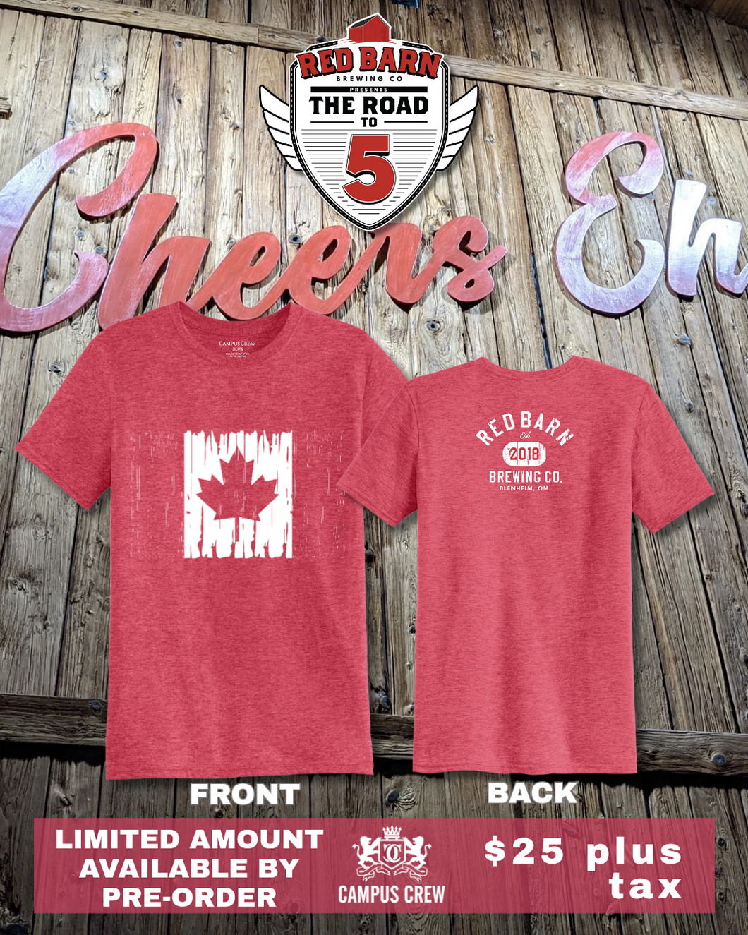 Red Barn Brewing Campus Crew Canada Day Tee- LIMITED EDITION